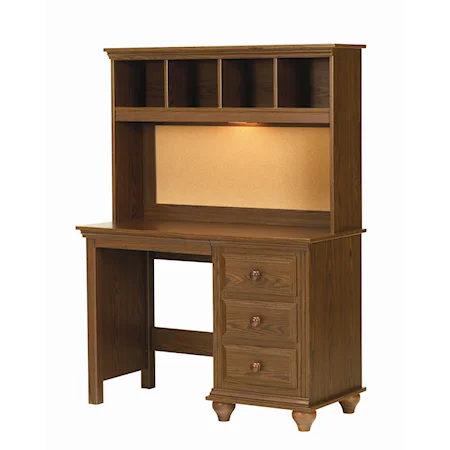 4 Drawer Desk and Hutch with Light